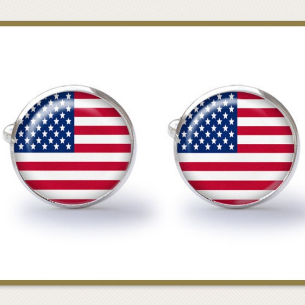 🎉HP🎉 US Flag Glass Cuff Links